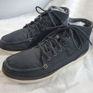 Mens Olukai Nalukai Kapa Black Waxed Canvas High Top Chukka Shoes Boots Size 8